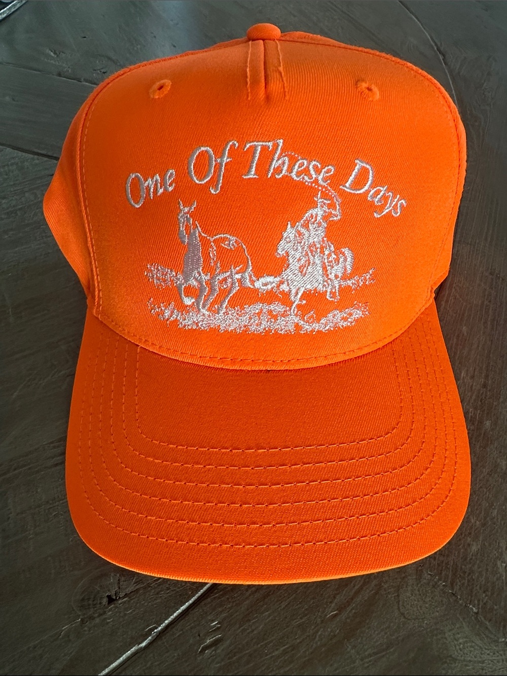 One Of These Days Orange Embroidered Cowboy Cap